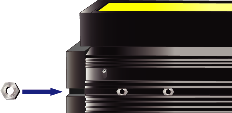 六角螺母插入 LLRVC 侧槽的插入图