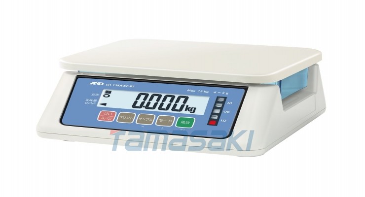 SH-AWP-BT 系列 容量：15kg 最小显示：0.5g/1g/2g-/5g：-为出厂设置（可通过内部设置切换） 带 JCSS 校准SH15KAWP-BT-00J00