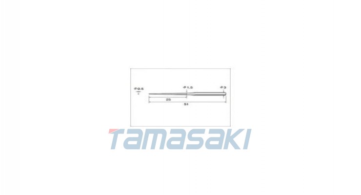 （轴径3mm） 总长51mm 刃长25mm 刃宽0.5mm 62855 [NAKANISHI INC.] 电镀金刚石锉刀